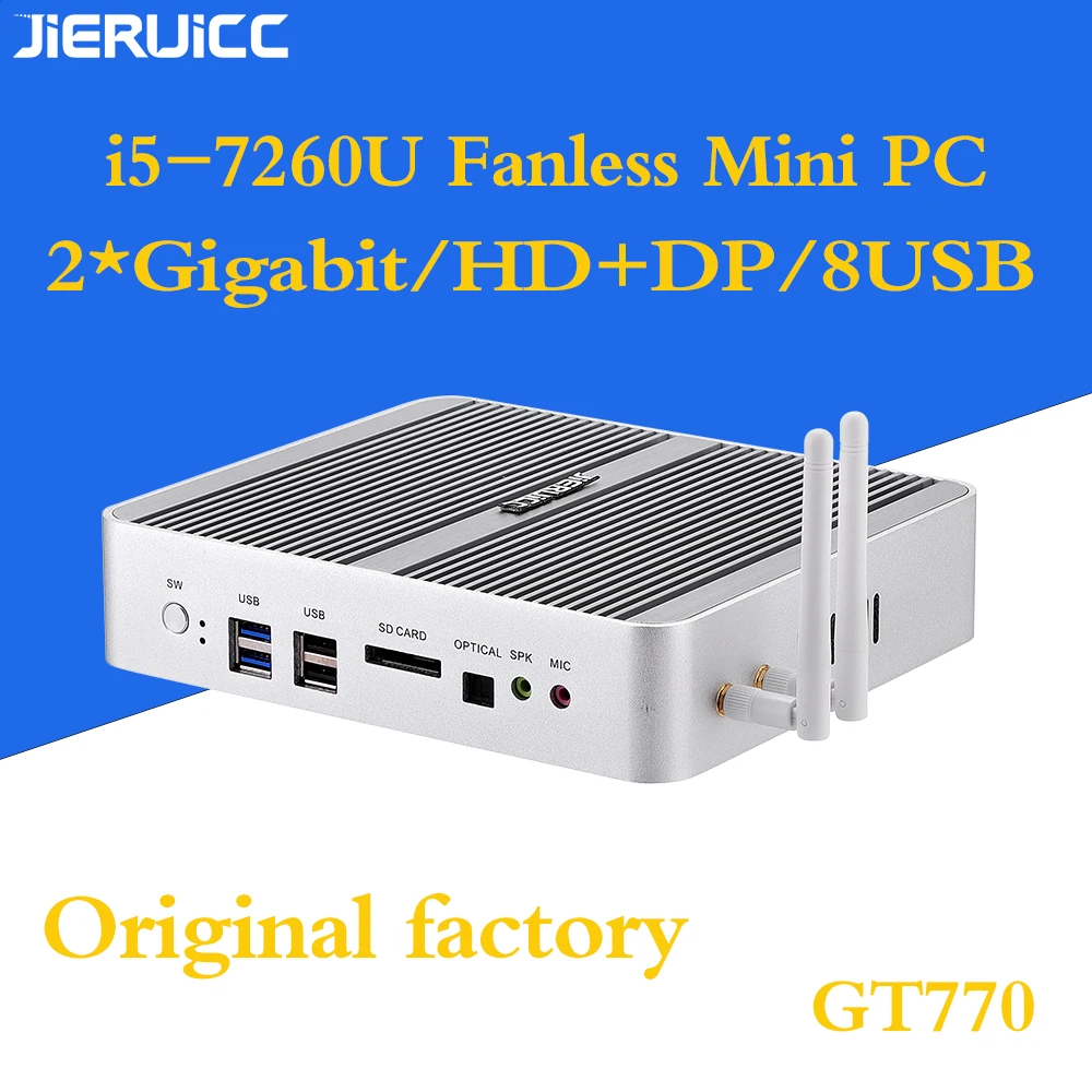 Чехол Intel Core i5 7260U из алюминиевого сплава мини ПК HTPC с поддержкой 4K HD дисплей 7*24