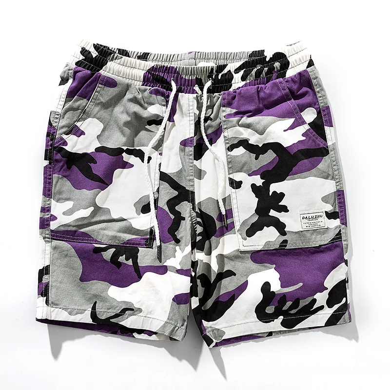 

Summer camouflage shorts polyester cotton casual shorts regular pockets knee length