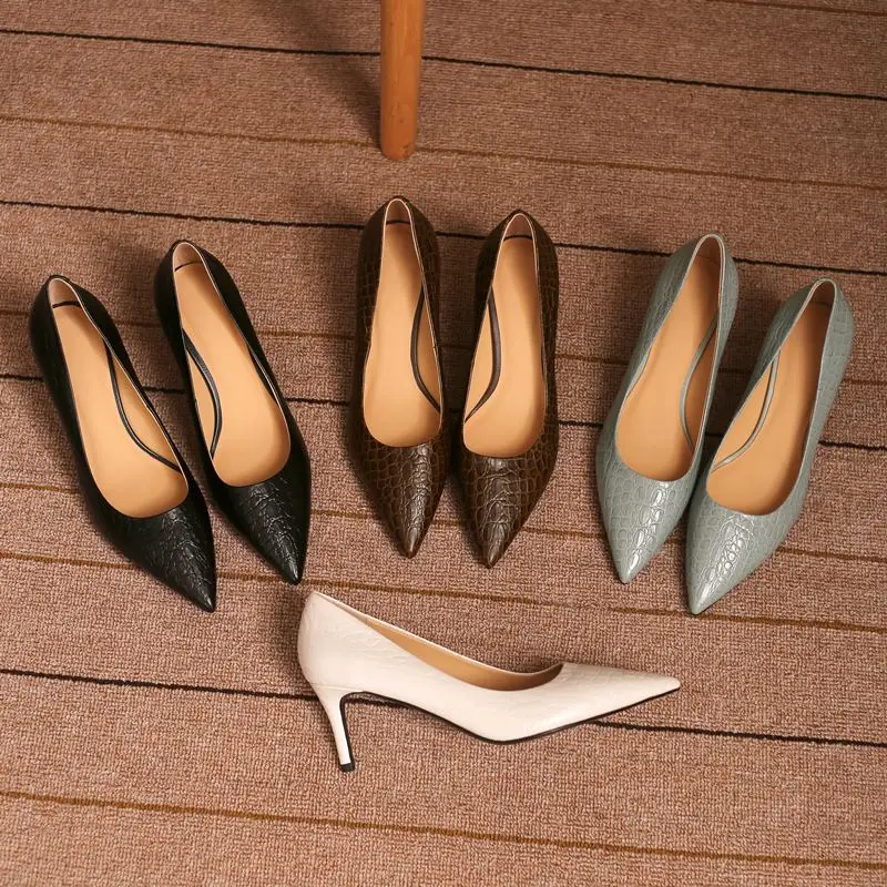 

ALLBITEFO genuine leather+Stone texture sexy high heels party women shoes women heels shoes autumn/spring high heel shoes