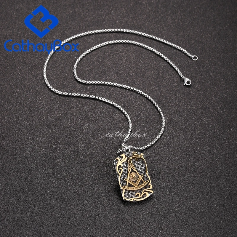 Мужской двухцветный винтажный кулон Cataye из нержавеющей стали с черной эмалью