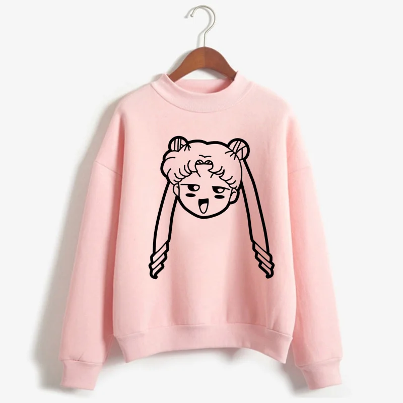 P1851S-pink Сейлор Мун каваи Харадзюку толстовки для женщин Ullzang милый кот Аниме Забавный мультфильм свитшоты Usagi 90s Эстетическая толстовка женская - Цвет: P1851S-pink