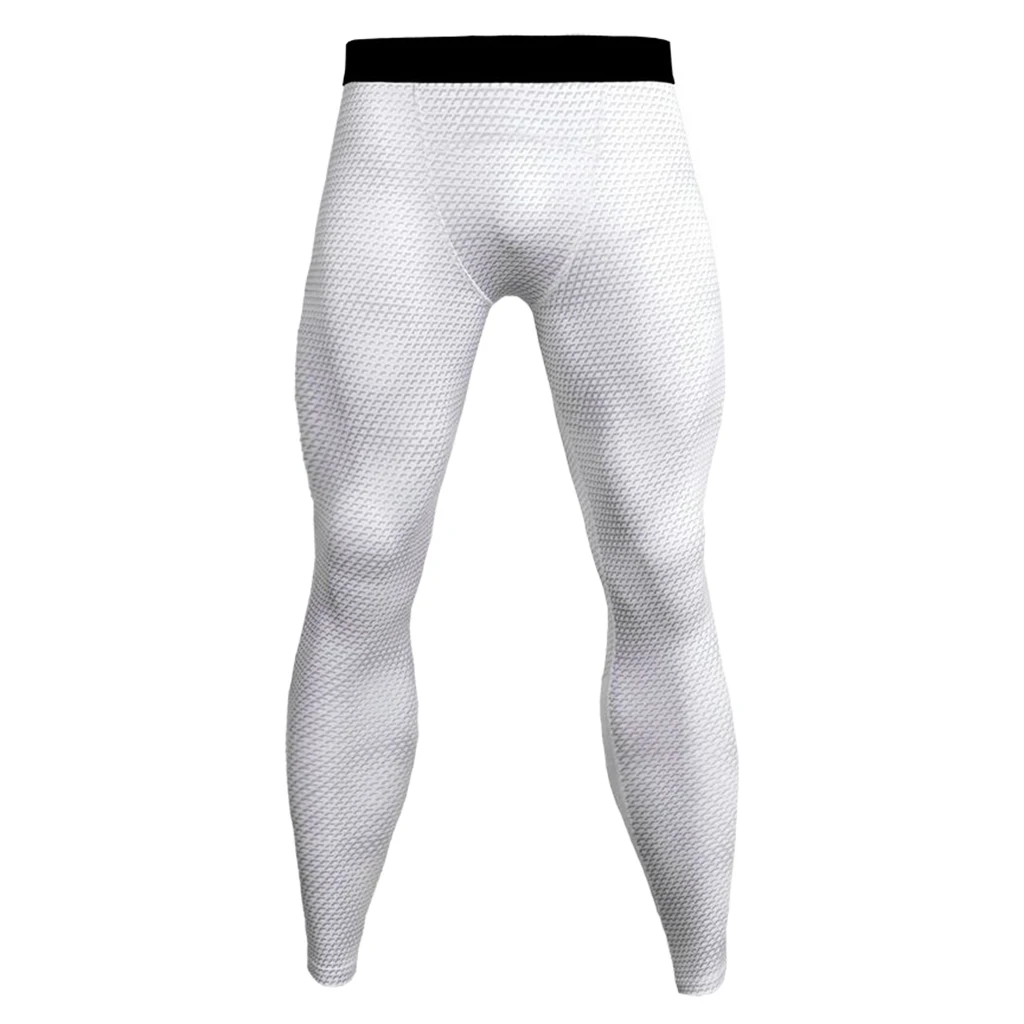 Мужские белые длинные колготки спортивные Леггинсы для фитнеса компрессионные