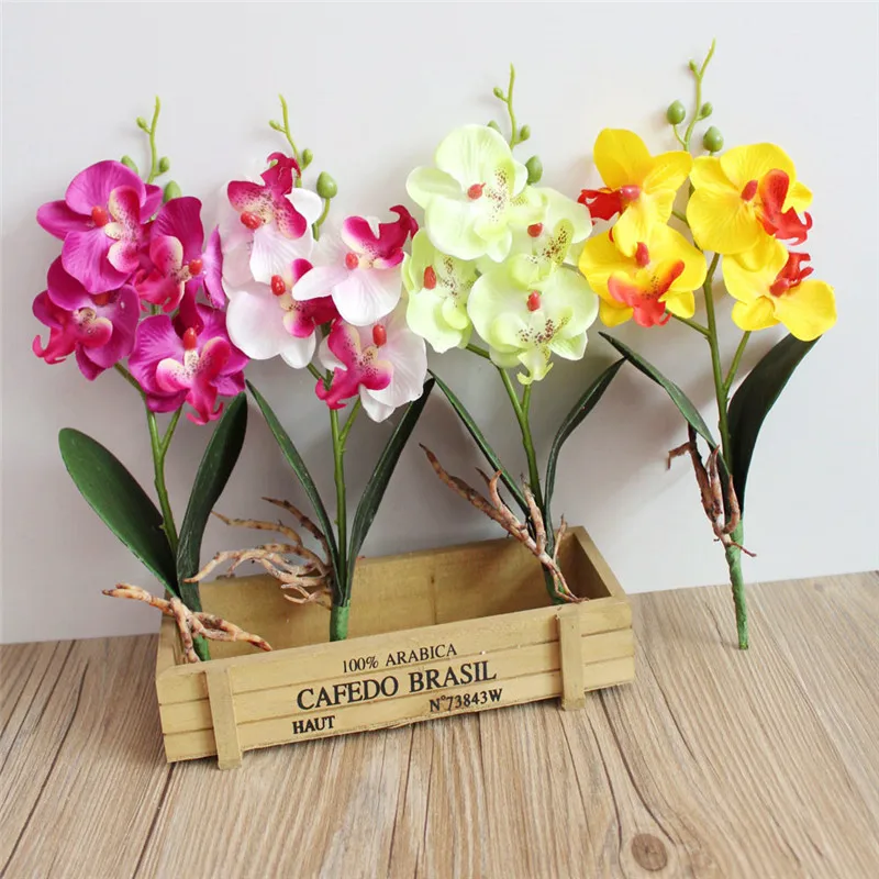 

1Pc Artificial Flower 4 Heads Butterfly Orchid Silk Houseplant Wedding Party Decoration DIY Flower Arrangement Accessories