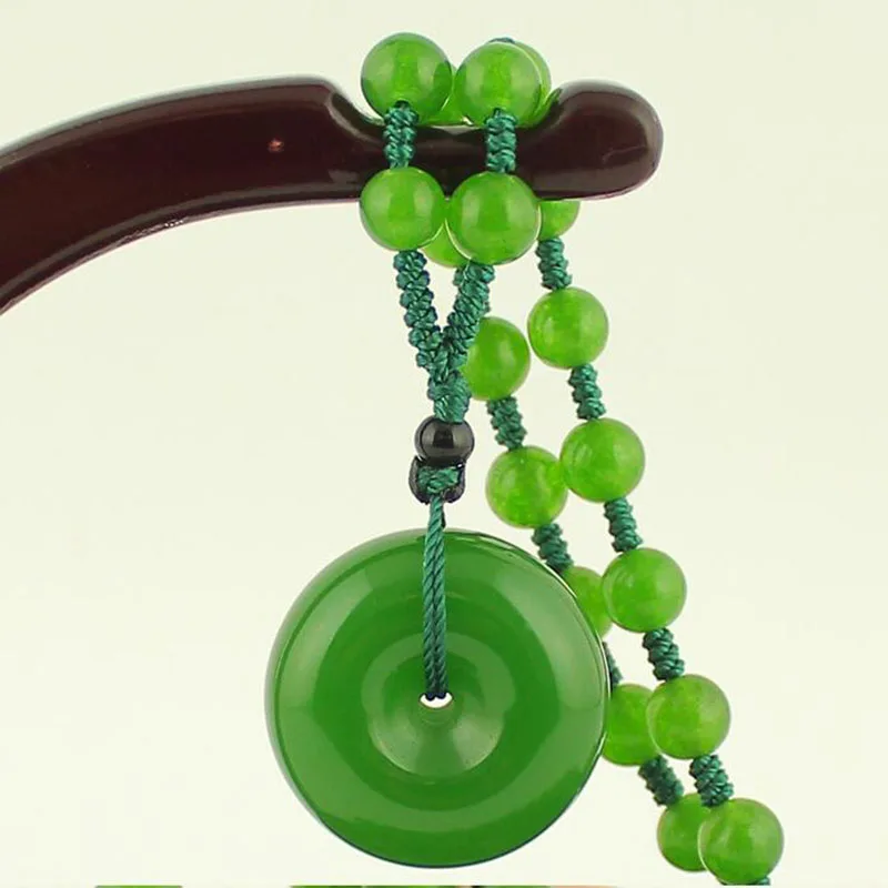 

Китайская зеленая Нефритовая пуговица, ювелирная цепочка для свитера, изящные украшения, зеленая Нефритовая пуговица для мира, подвесное о...