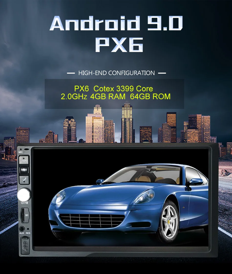 Eunavi 2 Din 7 ''TDA7851 Android 9 4G 64G Восьмиядерный универсальный автомобильный Радио Аудио Стерео gps навигация Мультимедиа 1024*600 без DVD