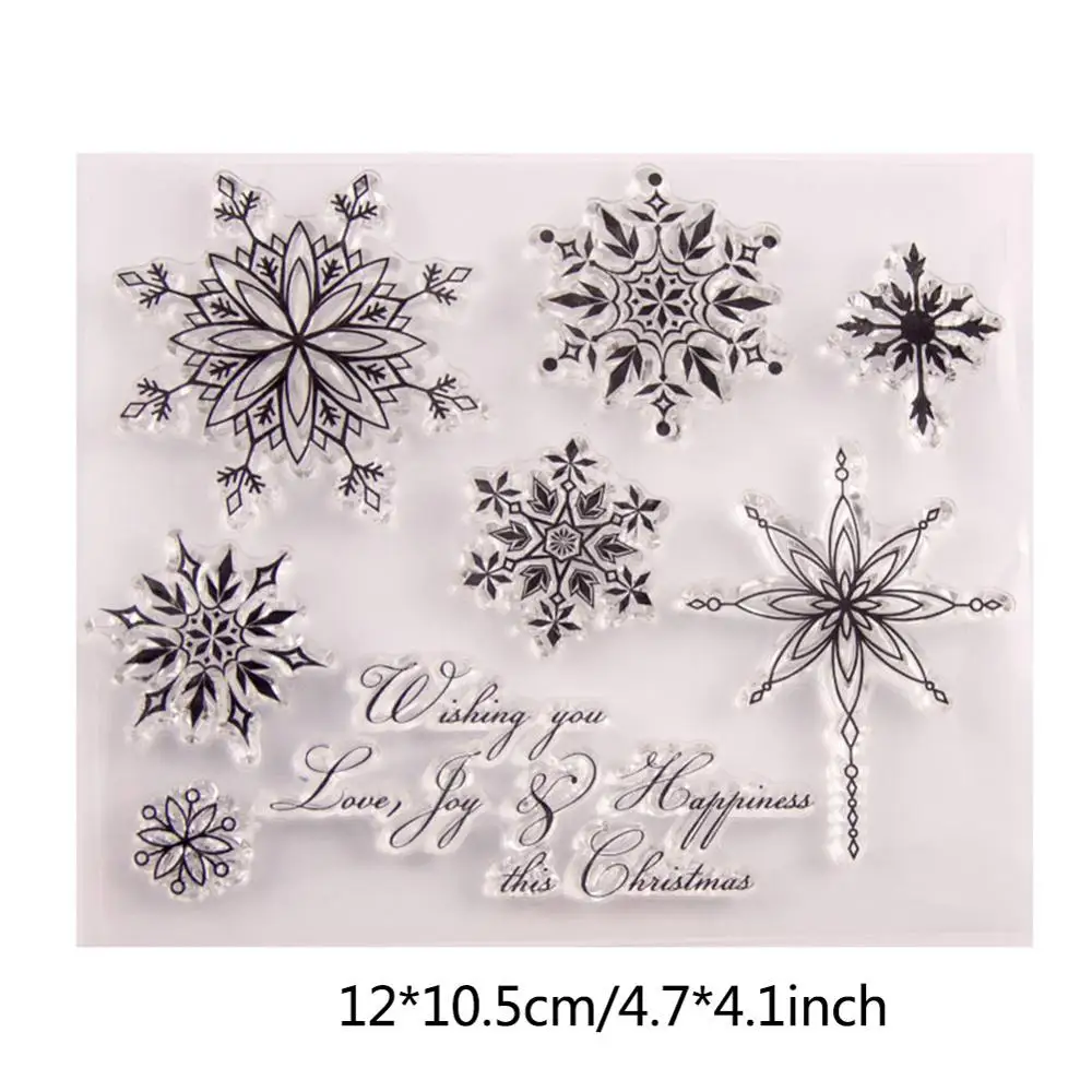 snowflake stamp Рождественские штампы Санта-Клауса, дерево, ясный штамп, снежинка, олень, резиновые силиконовые штампы, печать для DIY, бумажные карточки для скрапбукинга - Цвет: snowflake stamp