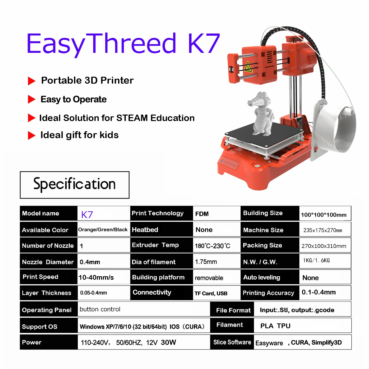3D принтер Easythreed X1 мини начального уровня печать игрушка для детей подарок