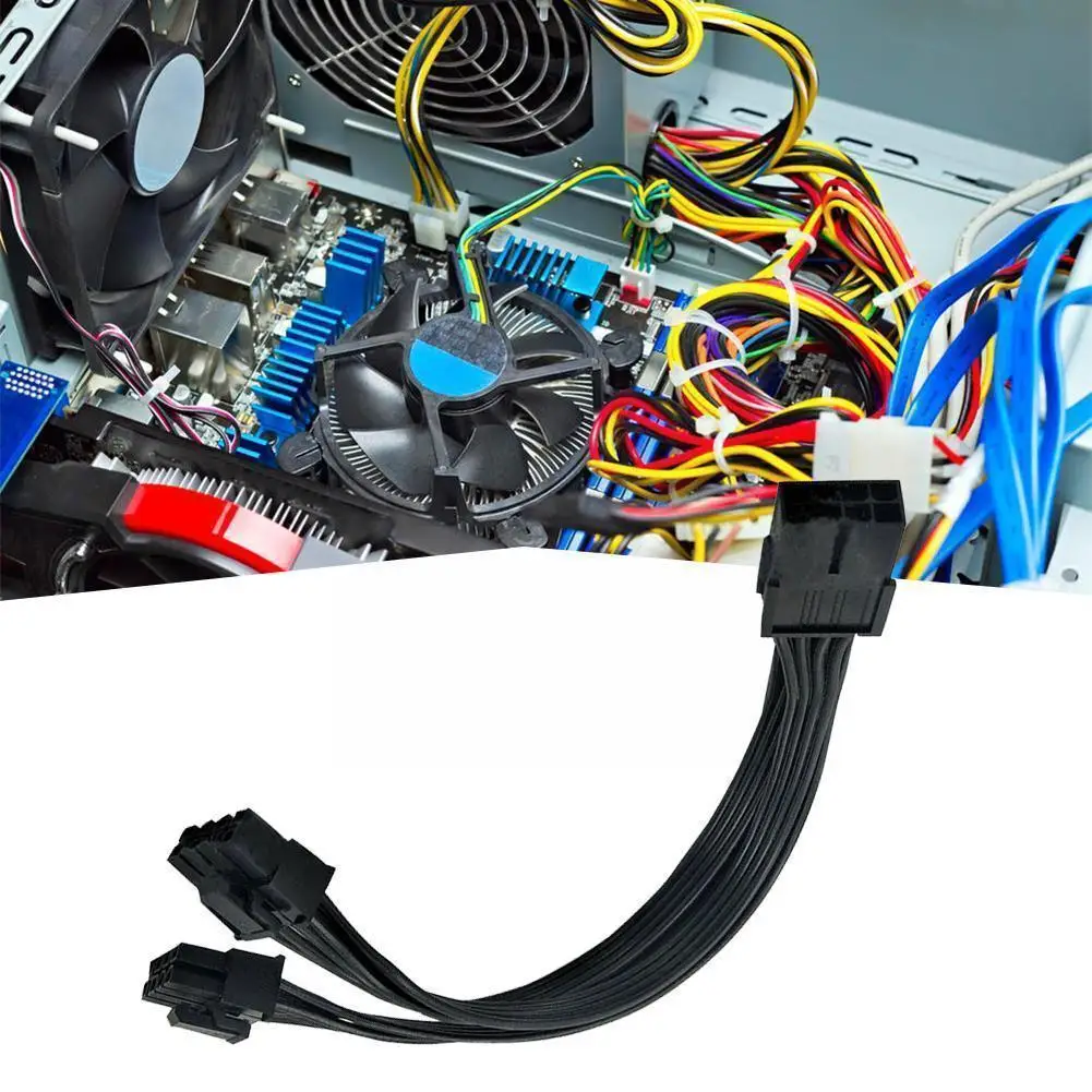 

8 Pin Female To Dual 2x 8 (6 2) Pin Male Pci 20cm Adapter Cable Extension Y-splitter Braided Power H4k6