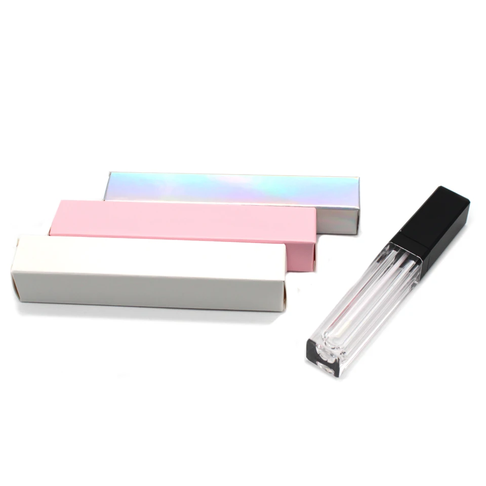 

Пустая туба для блеска для губ, оптовая продажа, набор из 10/20/30/40/50 штук, Лазерная/Розовая/белая коробка, упаковка, косметические коробки с логотипом на заказ