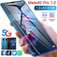 global version ultra thin mate40 pro smartphone 6000mah full screen 7 30 inch deca core 8gb 512gb 4g lte 5g network cell phones