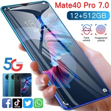 Global Version Ultra Thin Mate40 Pro Smartphone 6000mAh Full Screen 7.30 Inch Deca Core 8GB 512GB 4G LTE 5G Network Cell phones