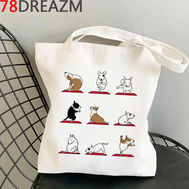 

Сумка для покупок Bull Terrier, экологически чистая сумка для продуктов, сумка-шоппер, многоразовая сумка-тоут