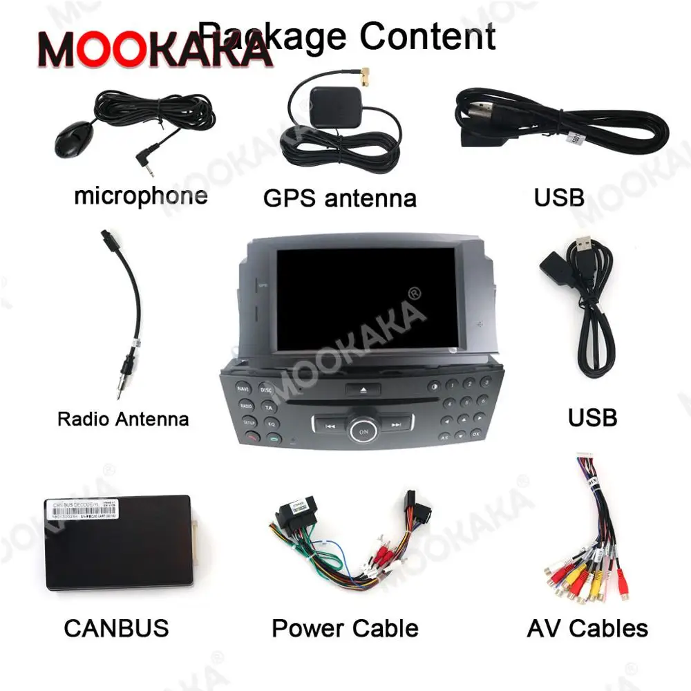 Автомобильный радиоплеер на Android 10 0 2 + 16 ГБ GPS навигация для BENZ C Class C180/C200/C230 W204