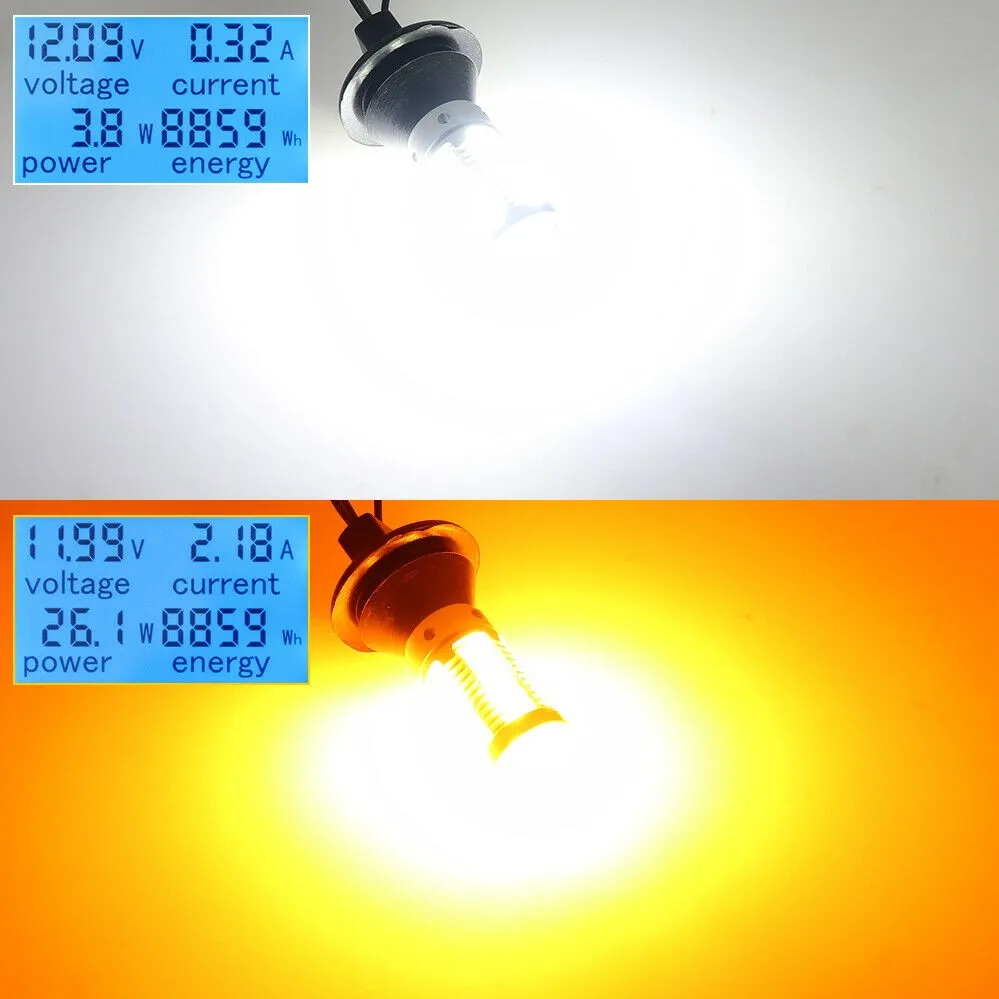 

2Pcs 30W 7440 T20 LED Canbus Car DRL Turn Signal Light Reverse Lamp White Amber 7440 White/Amber LED Bulbs