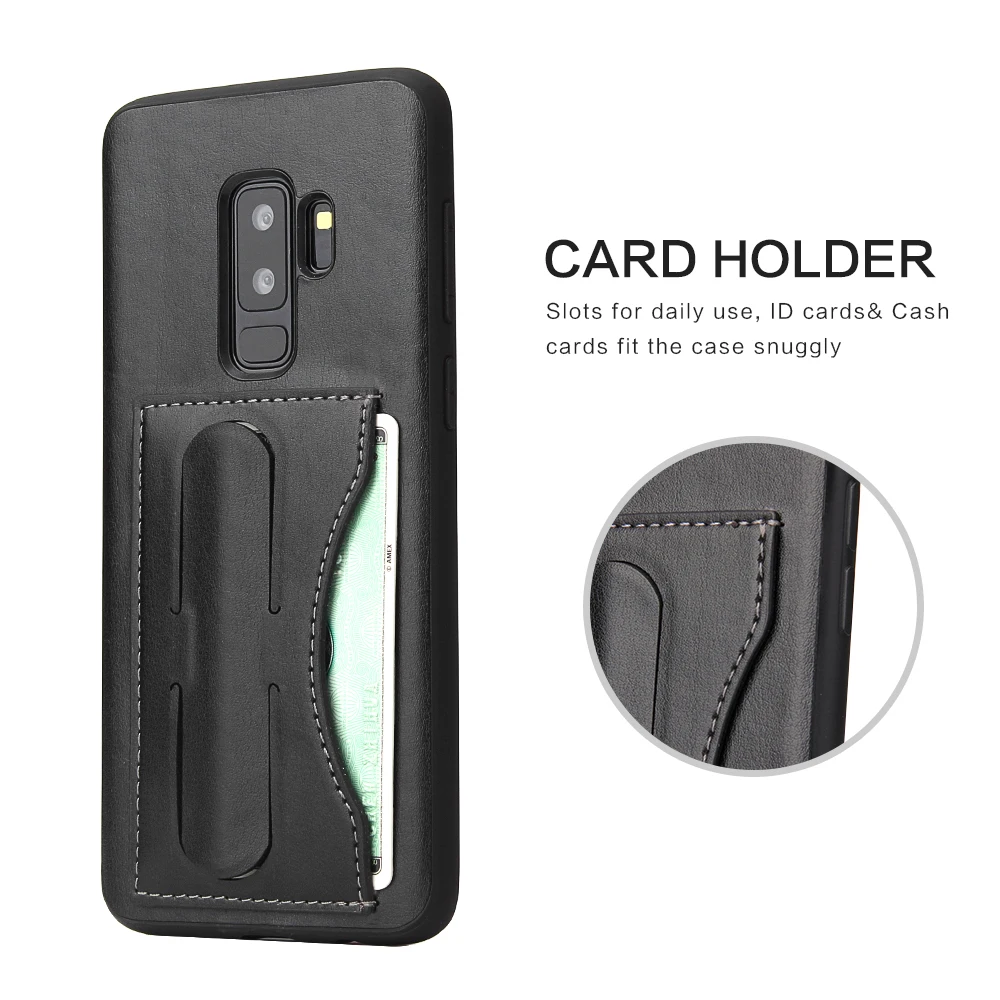 Fierre Shann Brand for Samsung Galaxy S9 Case Concise PU leather Phone Card Pocket kickstand Back Cover |