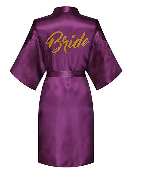 2019 Summer Purple Gown Satin Silk Robe Wedding Bride Bridesmaid Dressing Women Robes Skirt Clothes Hot Word 1pc | Женская одежда