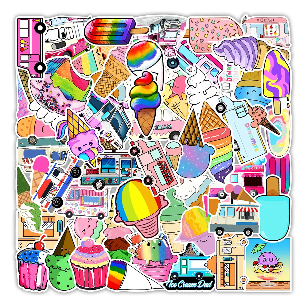 

10/30/50PCS Cute Cartoon Ice Cream Stickers Aesthetics Laptop Phone Guitar Luggage Waterproof Graffiti Sticker Decal Kid Toy