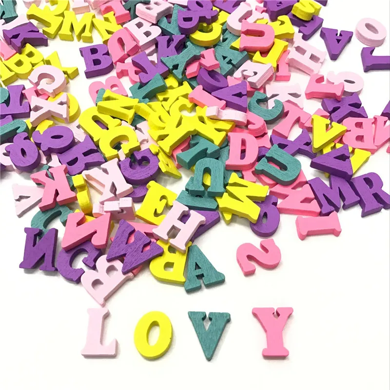 100 шт конфеты Цвета смешанный деревянный алфавитный набор сделай сам для