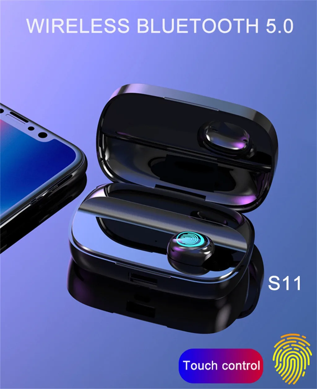 Одна Беспроводная мини-гарнитура Bluetooth наушники-вкладыши стереонаушники