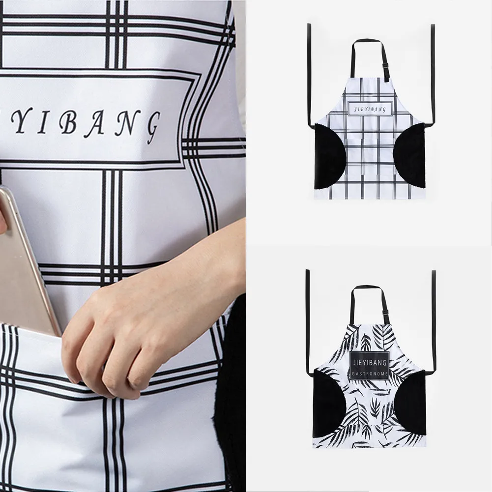

Fashion Oxford Cloth Apron Waterproof Adjustable Anti-oil Cooking Waist Apron Household Kitchen Hand-wiping Cooking Cover