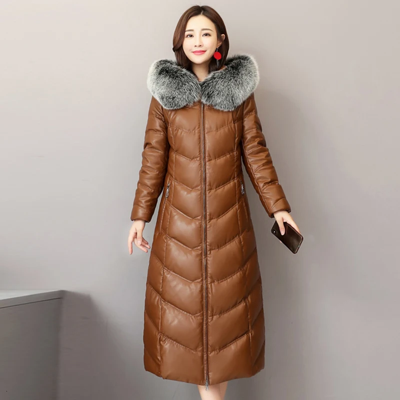 Толстые теплые длинные пальто зимняя овечья кожа 2021 большой Лисий меховой