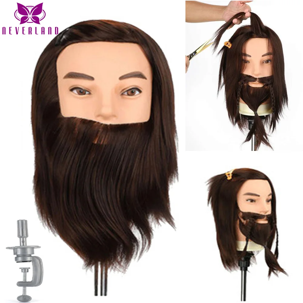 

100% Synthetic Hair Male Mannequin Doll Head Beard for Hairdressers Salon Hairdressing Male Training Heads for Cutting