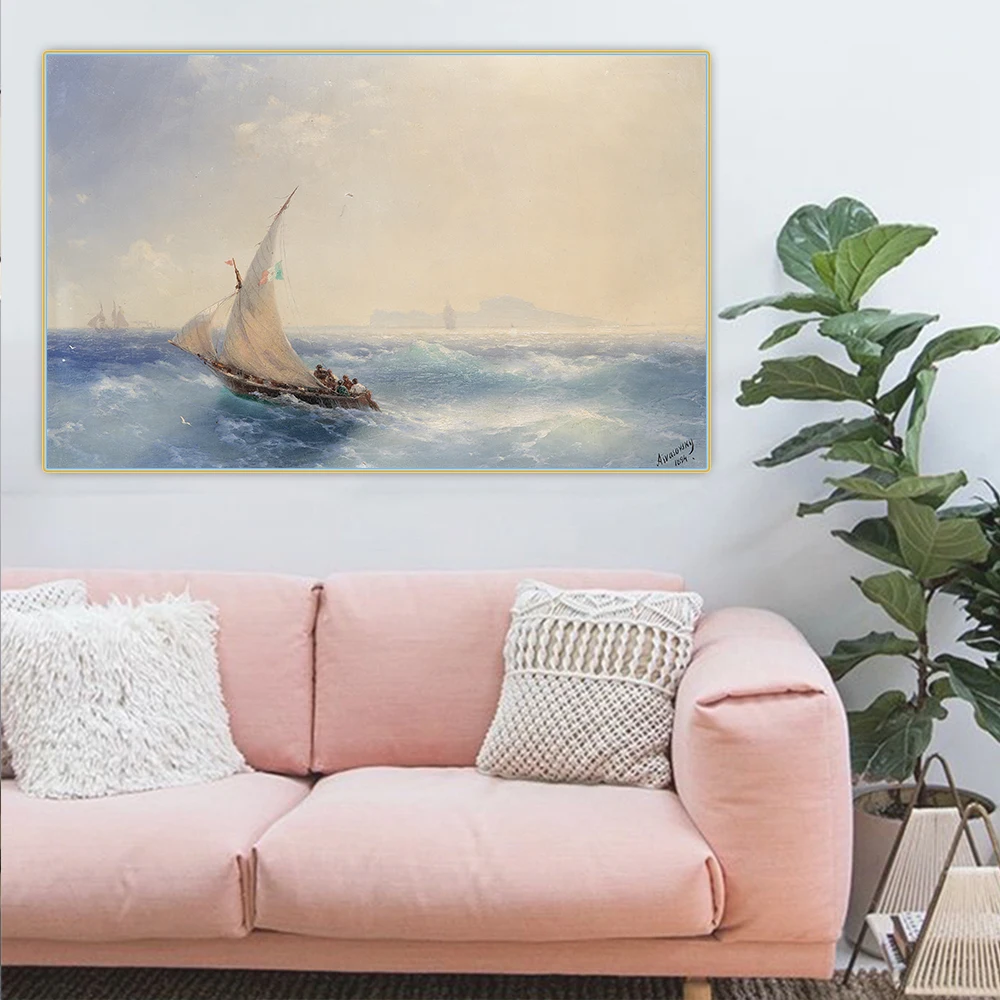 

Ivan Aivazovsky"Sailboat"Canvas Oil Painting Unframed Poster Picture Aesthetic Wall Art Print Picture Home Hallway Decoration