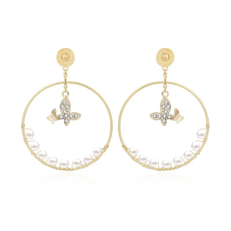 

All Match Butterfly Pendant Geometric Big Circle Earrings Wedding Anniversary Women Earring Prom Party Jewelry