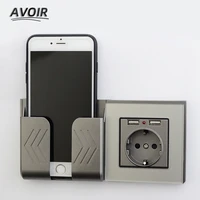 avoir star silver glass panel power socket eu standard with 2100ma dual usb charger port for mobile devices 86mm 86mm