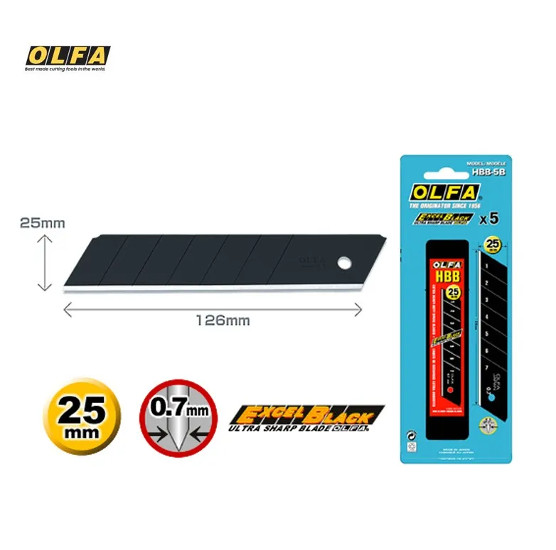 

OLFA imported from Japan cutting heavy duty black blade 25mm 5 piece HBB-5B sharp