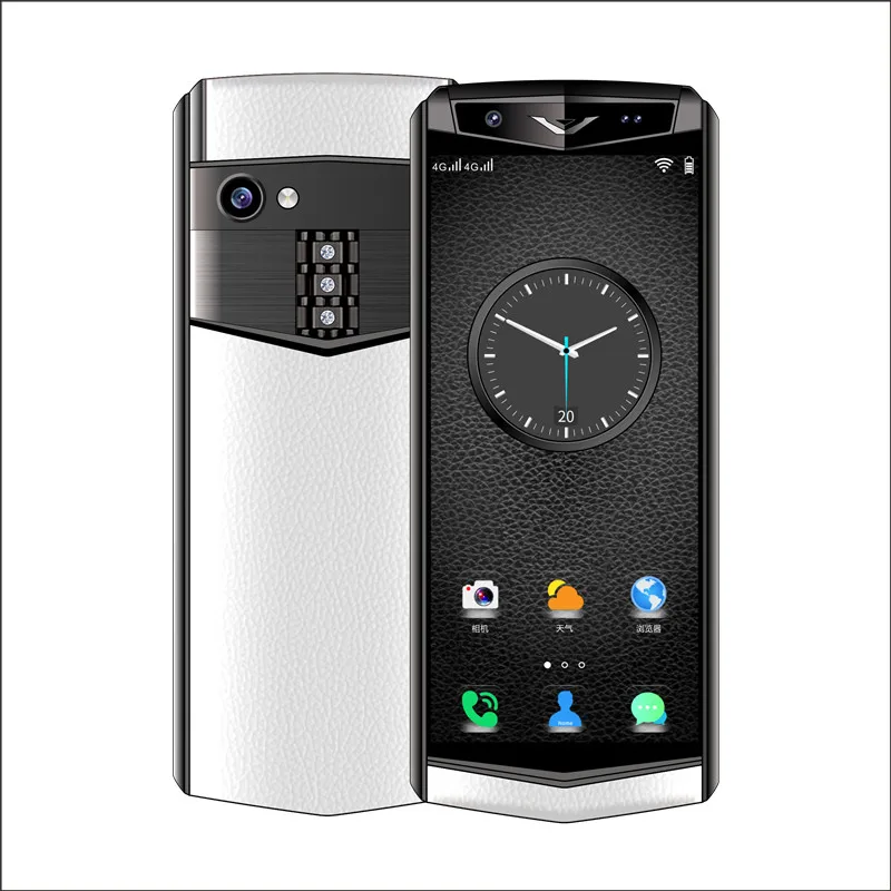 White With Black M17 Celular смартфон Android 8,1 металлический кожаный корпус лицо ID Мини Роскошные сотовые телефоны Dual Sim 3g ram 32ROM 4G LTE смартфон - Цвет: White With Black