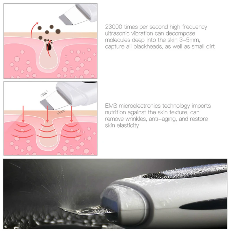 

Usb Rechargeable Ultrasonic Vibration Ems Skin Scrubber Lcd Display Blackhead Remover Anti Aging Face Lifting Beauty Device