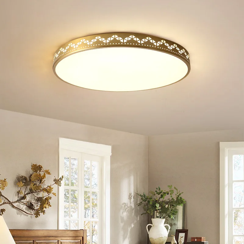 Современные круглые медные потолочные светильники Ультратонкие светодиодные