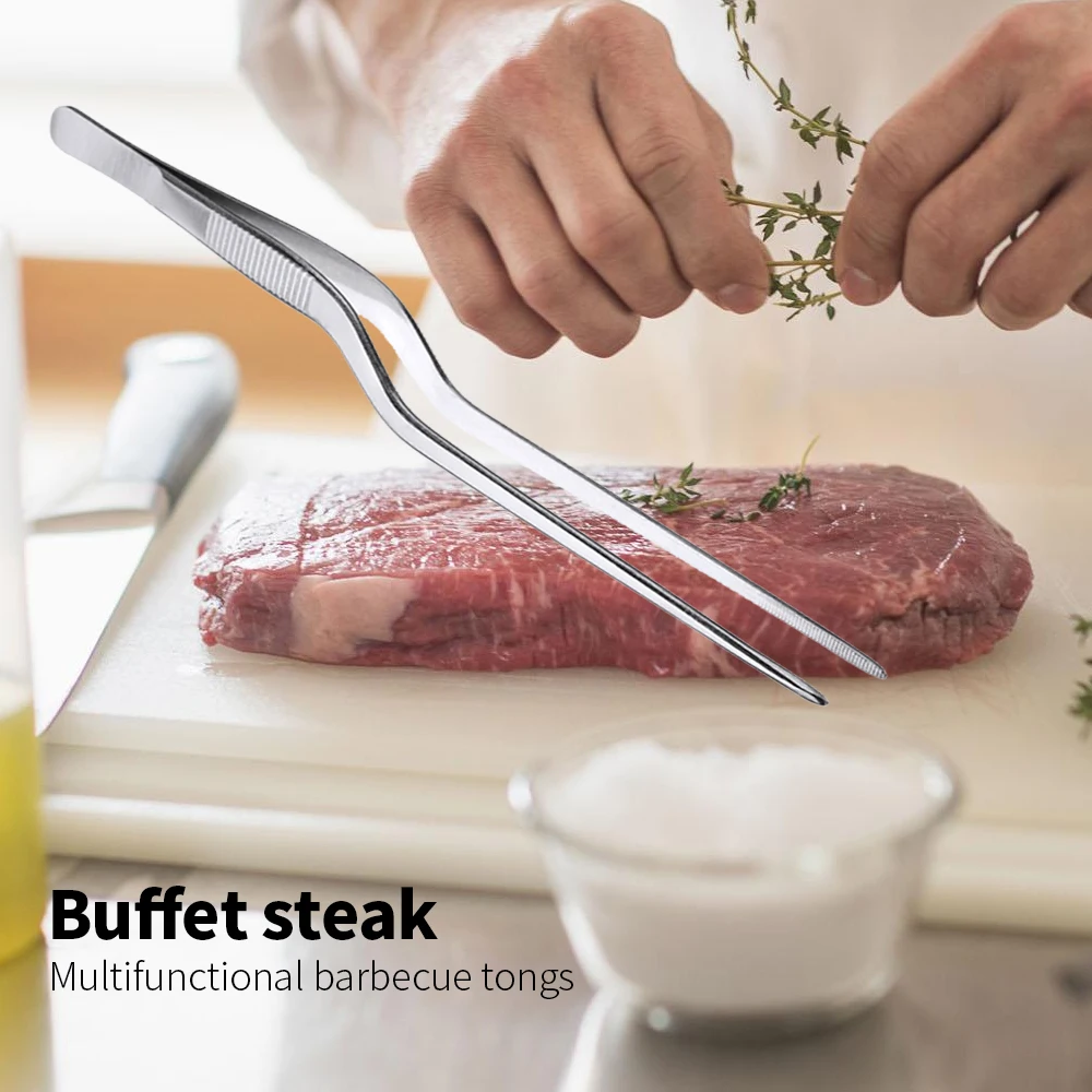 

Kitchen Tongs kitchen Utensils BBQ Tweezer Food Clip Kitchen Chief Tongs Stainless Steel Portable for Picnic Barbecue Cooking