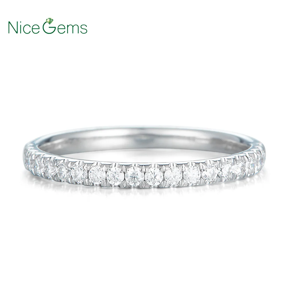 14K 585 Белое золото 0 25 CTW Тонкий французский набор свадебное кольцо Moissanite