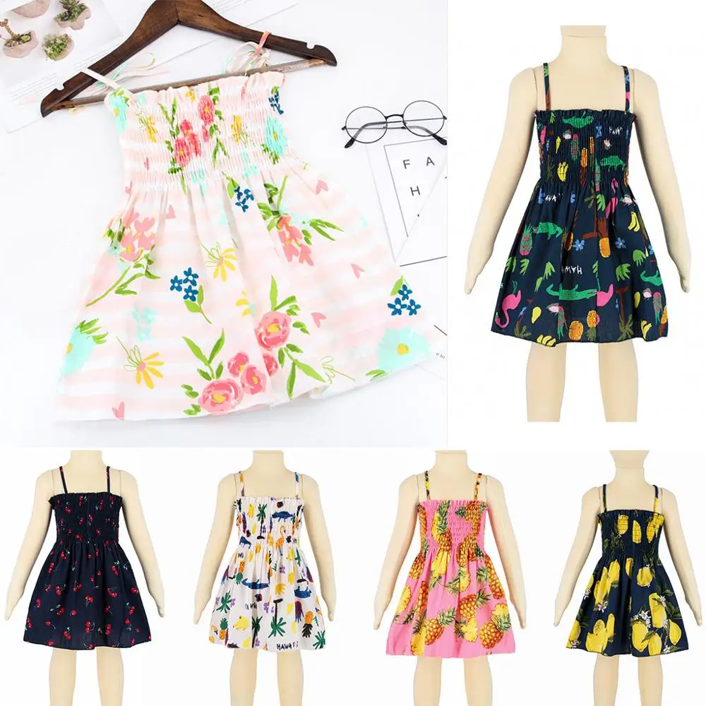 

summer girls dress Teen Camisole dress Kids Baby Girls Sleeveless Print Dresses Casual Clothes Princess Dress Party Clothes