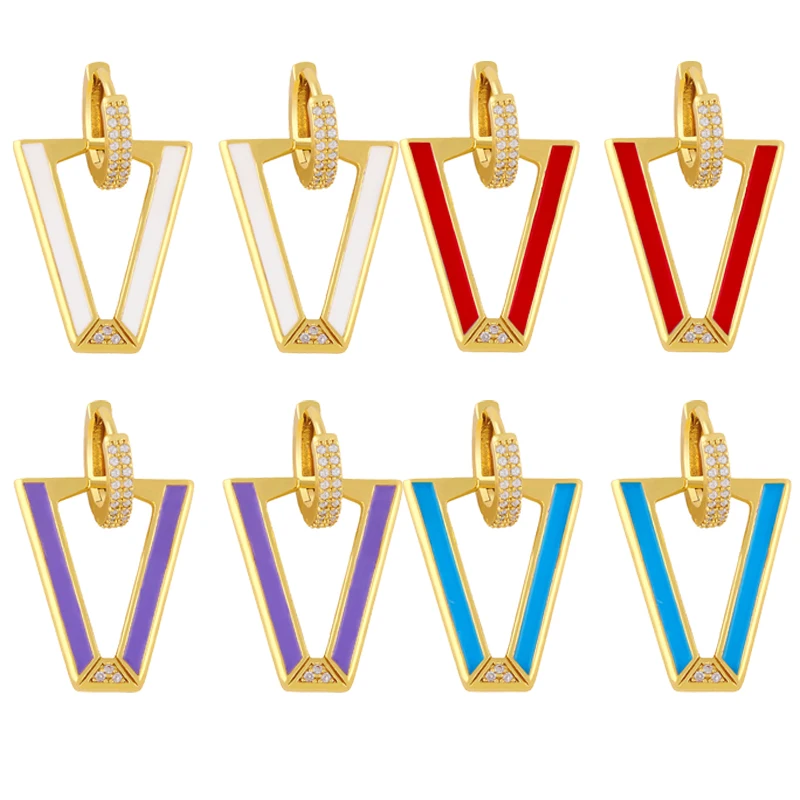 Y2K Модные Простые треугольные геометрические серьги-подвески для женщин, бриллиантовое масло, кольцо для ушей, фотоаксессуары, подарки