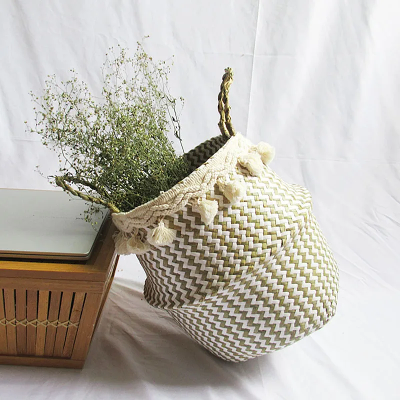 

2021 White Lattice (shell Tassel) Storage Basket