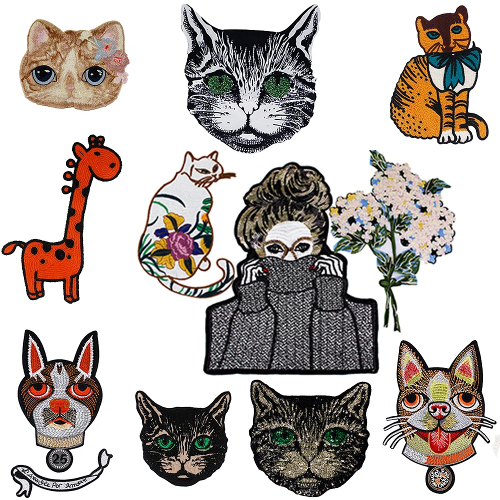 Вышитая бусина модная Изысканная красивая девушка цветок кот собака олень