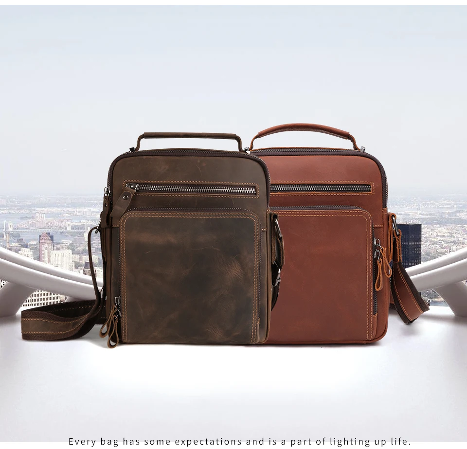 JOYIR New Genuine Leather Men Vintage Handbags Small Flap Men's Shoulder Bag Casual Office Messenger Bags Fashion Crossbody Bag