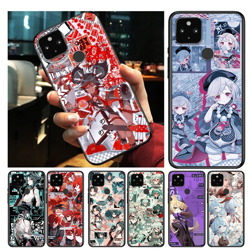 

Genshin Impact Cartoon Shockproof Cover for Google Pixel 5 4 5A 4A XL 5G Black Phone Case Shell Soft Fundas Coque Capa