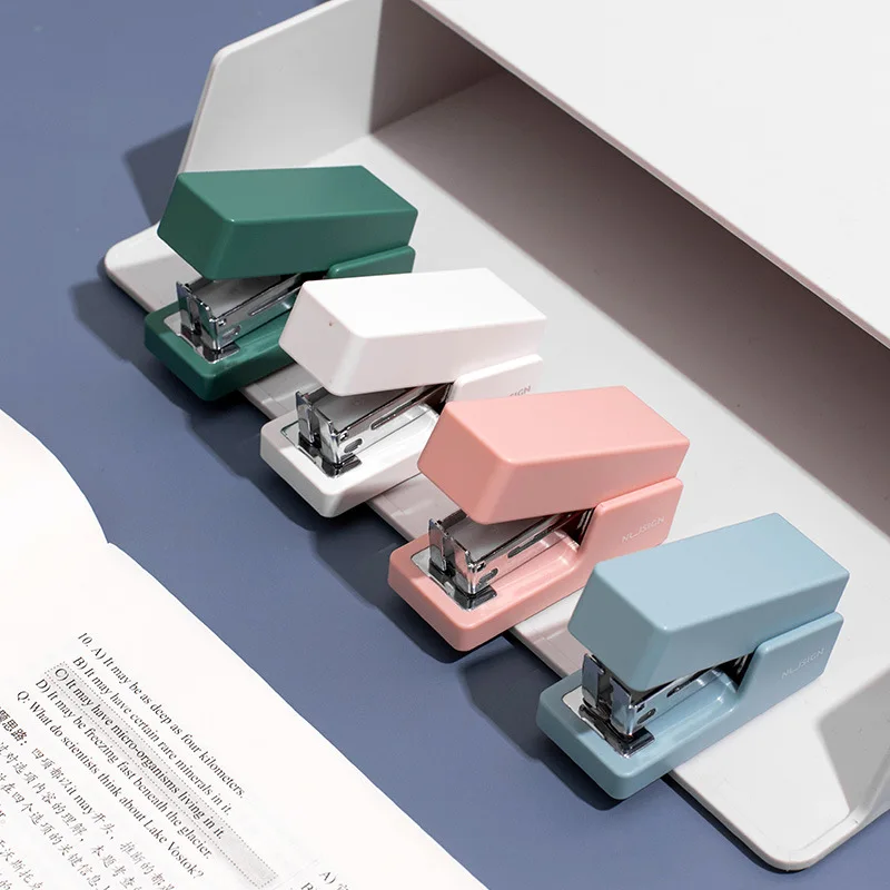Mini Morandi Color Metal Stapler Set with 640pcs Staples 24/6 Binding Tools Stationery Office School Student Supplies F345 | Канцтовары