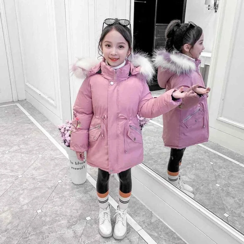 

2021 New Children's Parka Winter Jacket Kids Snowsuit Girls Clothing Warm Down Cotton-padded Coat Thicken Outerwear Clothes 2 4Y
