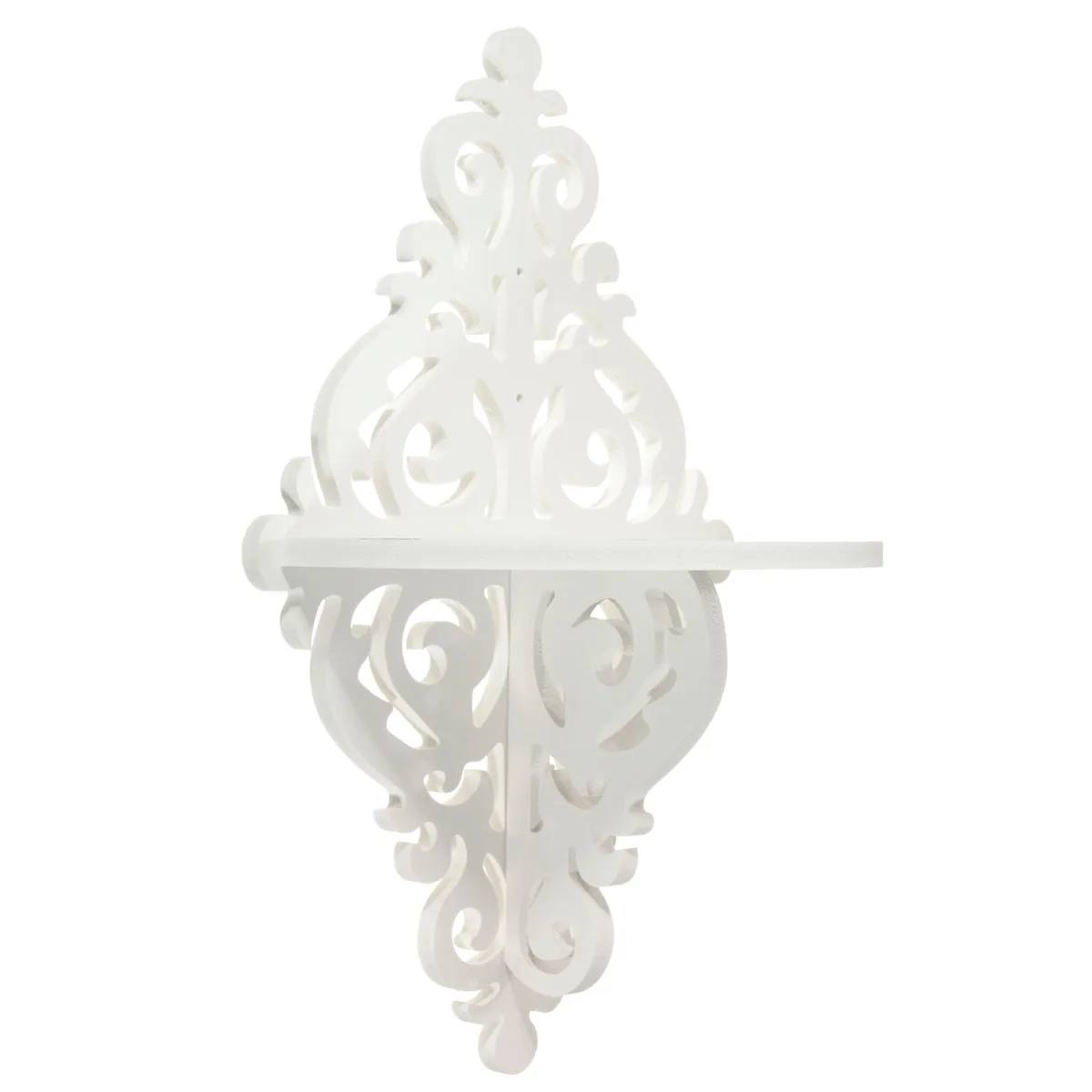 

2pcs White Filigree Style Wall Shelf Shabby Chic Simple Candle Home Decoration Holder Organization Garden 38x23x14cm