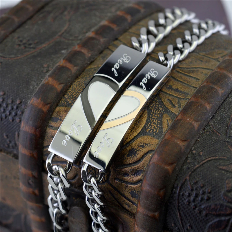 

Luxury Designs Black Color Heart Couple Bracelet For Women Men Accessories Fashion 316l Stainless Steel Jewelry Pulsera Mujer
