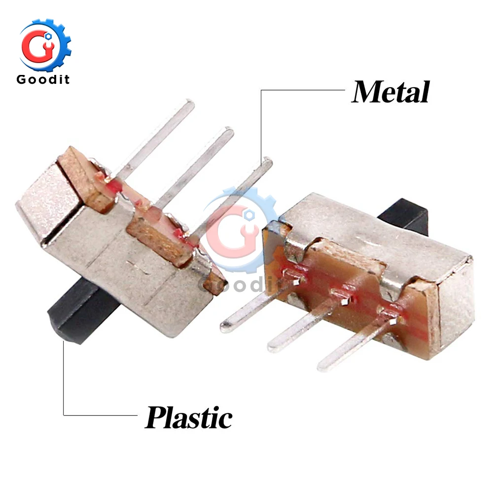 50 шт. SS12D00G3 скользящий переключатель 2 положения SPDT 1P2T 3Pin PCB панель мини Вертикальная Зажимная скоба переключатели для DIY электронных аксессуаров