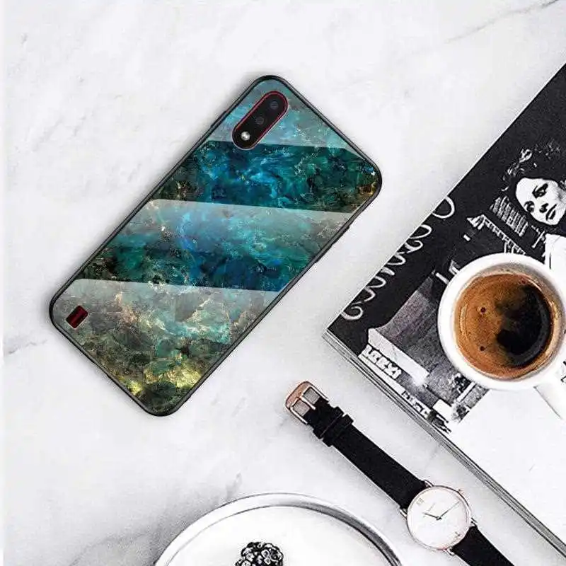 

Joomer Marble Pattern Glass Case For Samsung Galaxy A01 A41 A21 A91 A81 A71 A51 5G A70e A20e A10e Phone Case Cover