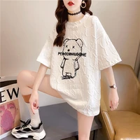 easygarment cute bear korean style loose white basic summer women t shirt casual tee