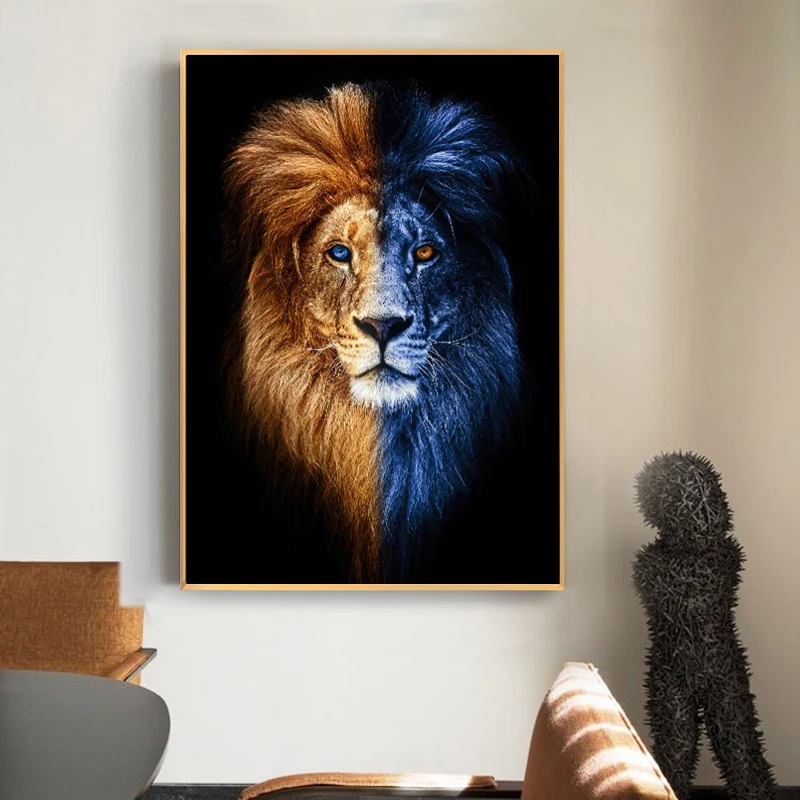 Яркий Лев животное Картина на холсте постеры и принты домашний декор настенная