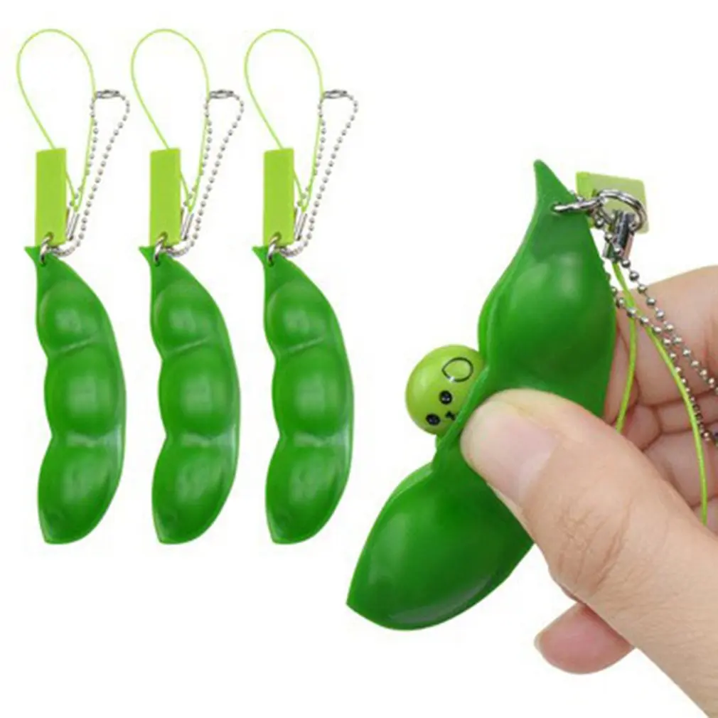 

Cute Toy Squeeze Bean Keychain Pendant Mobile Phone Chain Pea Pendant For Reducing Anxiety And Stress